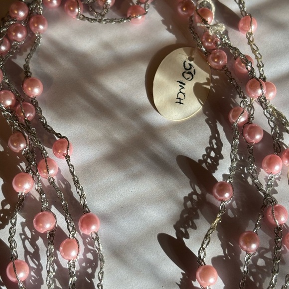 Pink and silver long necklace 50” - Picture 3 of 4